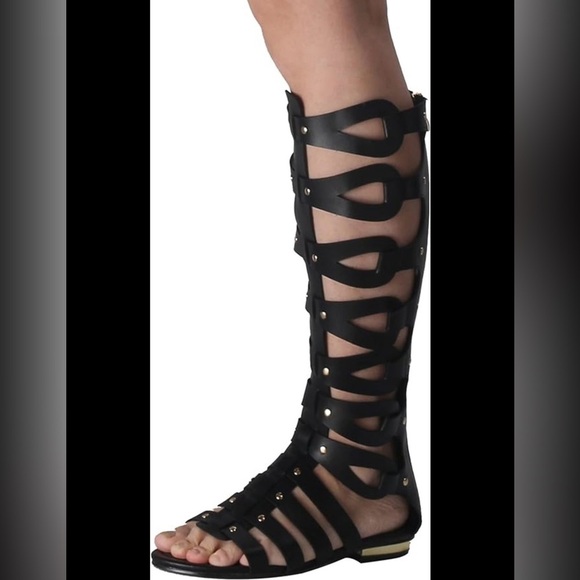 LUXDAMAI Women Sandals Open Toe Flat Roman Sandals Hollow
Long Sandals Knight - Picture 2 of 4